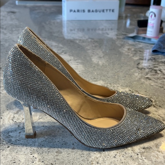 Steve Madden Shoes - Steve Madden Glittering Silver Heels Size 6